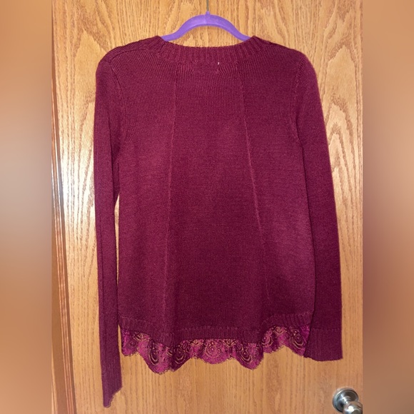 Maroon Sweater with Lace - Picture 2 of 2